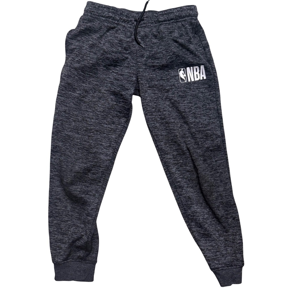 NBA Jogger Sweatpants Charcoal Gray Heather Space Dye Logo Boys Size L 14-16